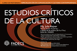 CURSO DE POSTGRADO EN ESTUDIOS CRÍTICOS DE LA CULTURA